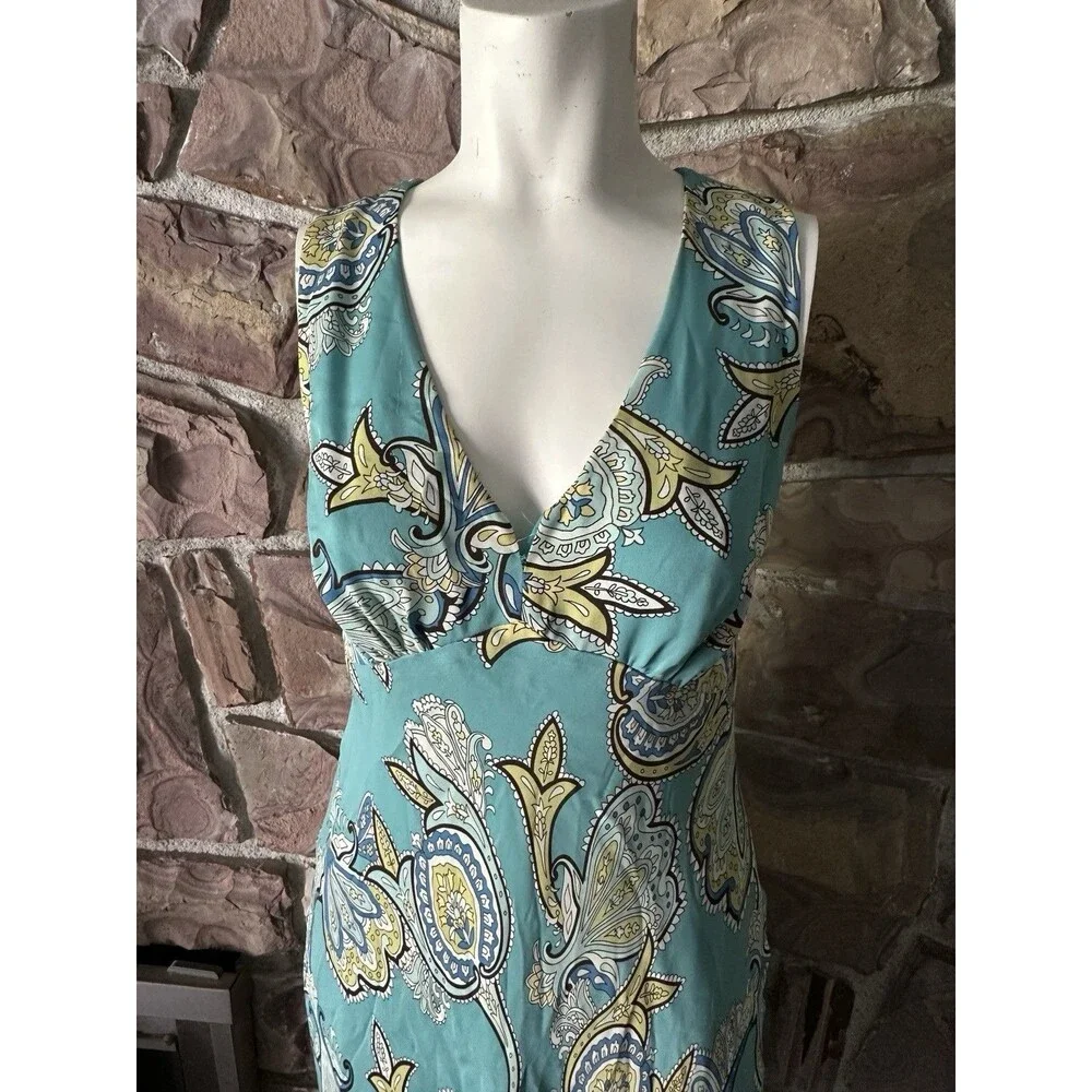 ANN TAYLOR SILK FLORAL GARDEN PARTY Paisley‎ SILK SLIP DRESS WOMEN’S Y2K